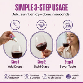 Wine glass with CalciBlend Tamer—balanced acidity aimed for smoother enjoyment.