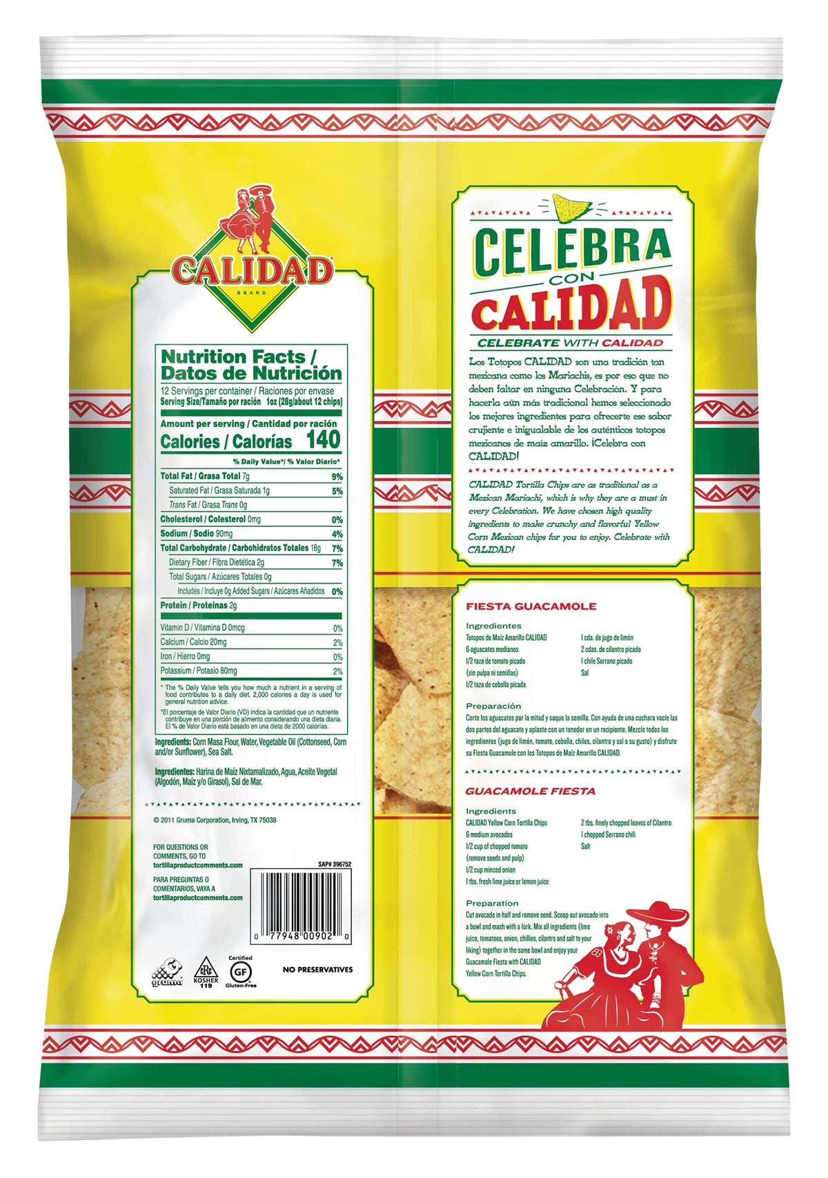 Calidad tortilla chips alongside dips for nachos and snacks