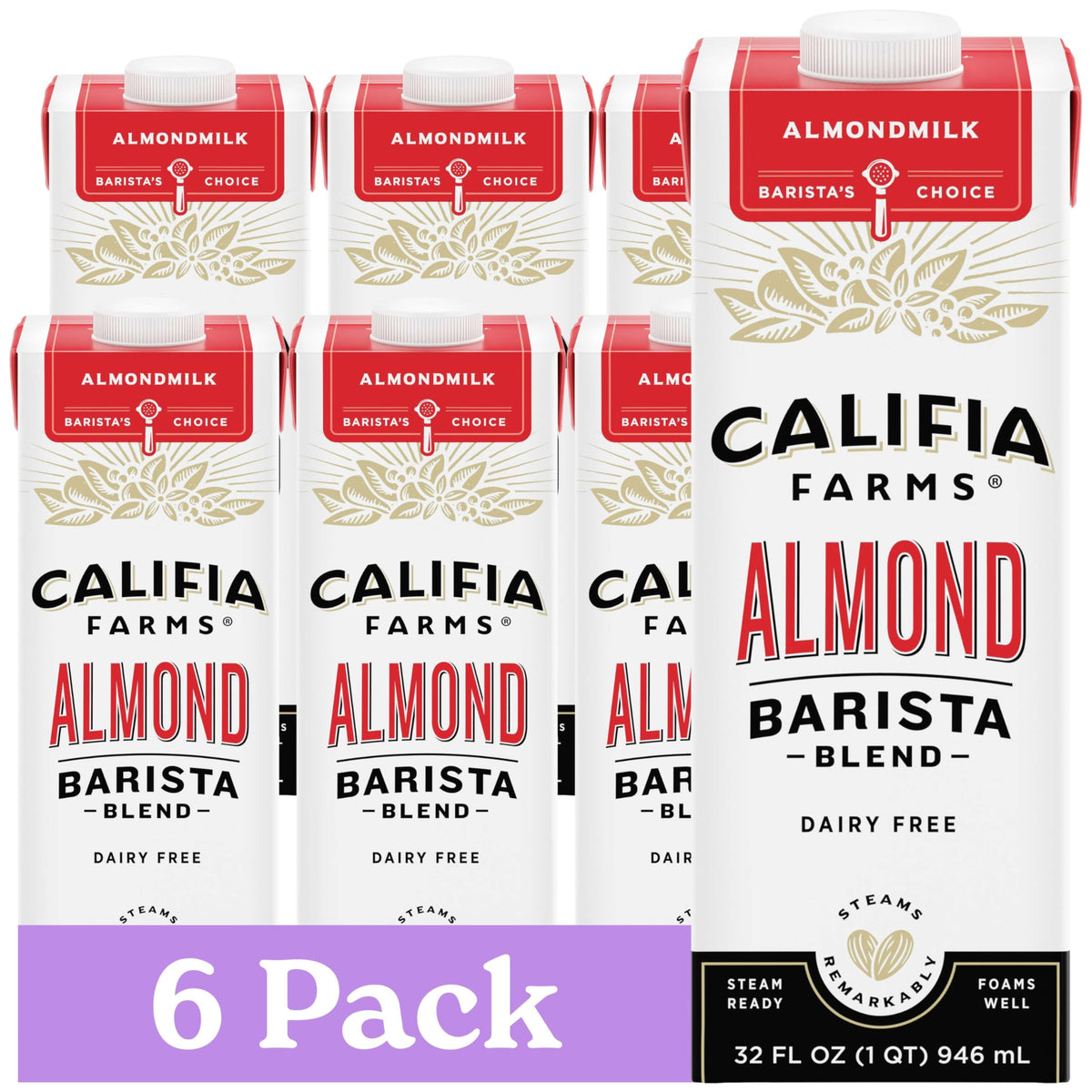 Califia Farms Almond Barista Blend bottle ready for dairy-free frothing at home.