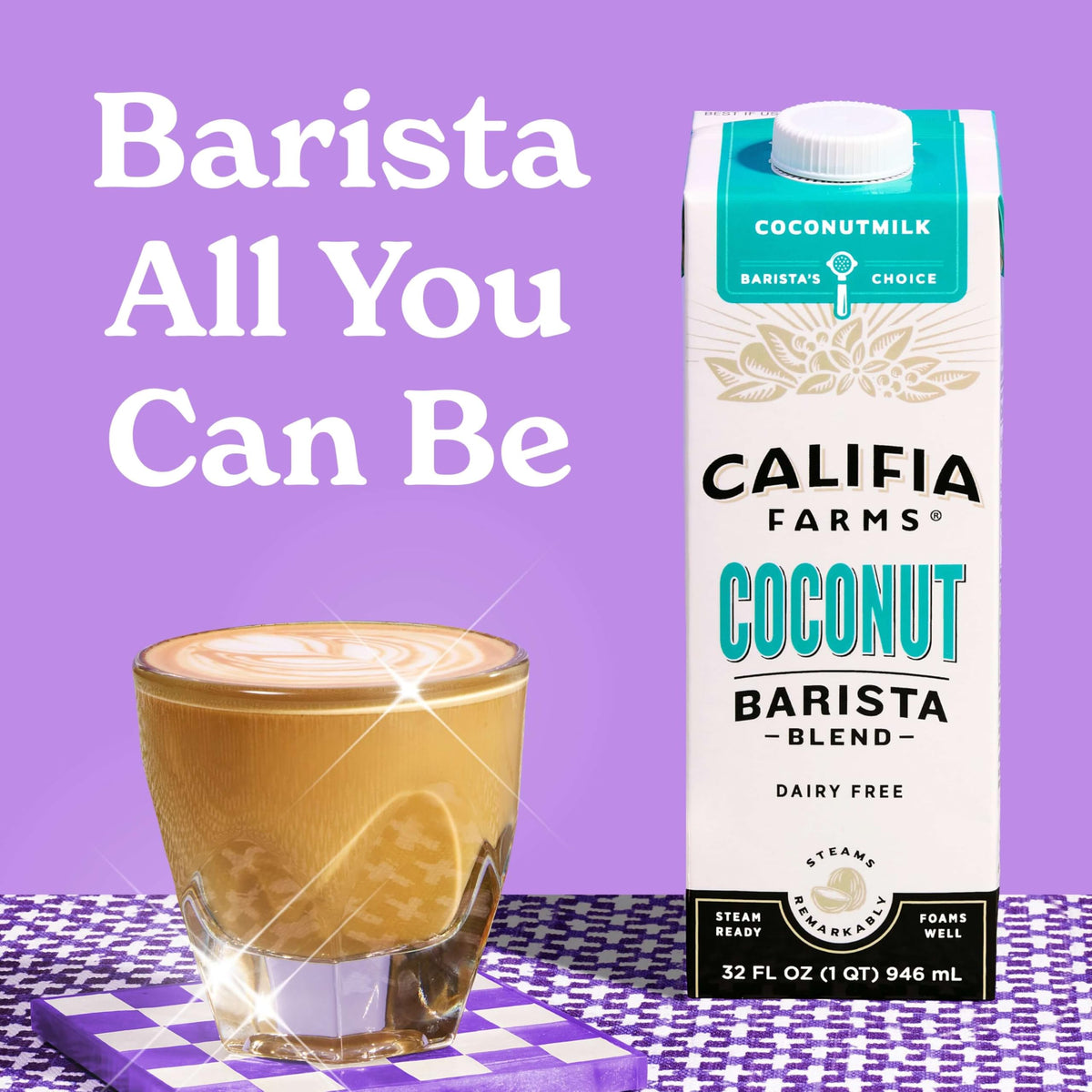 Coconut Barista Blend creates smooth foam for hot and iced drinks.