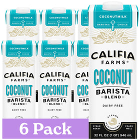 Califia Farms Coconut Barista Blend froths for creamy dairy-free lattes.