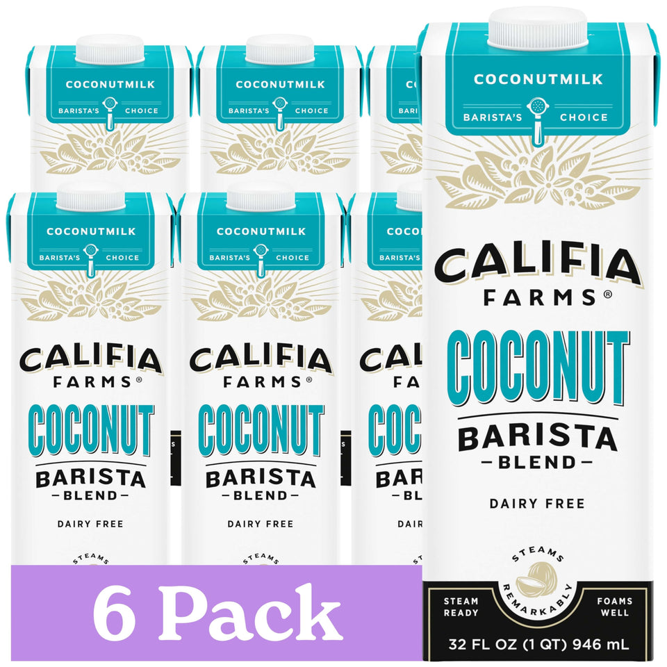 Califia Farms Coconut Barista Blend froths for creamy dairy-free lattes.