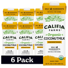 Califia Farms Organic Coconut Milk bottle, creamy dairy-free option for coffee.