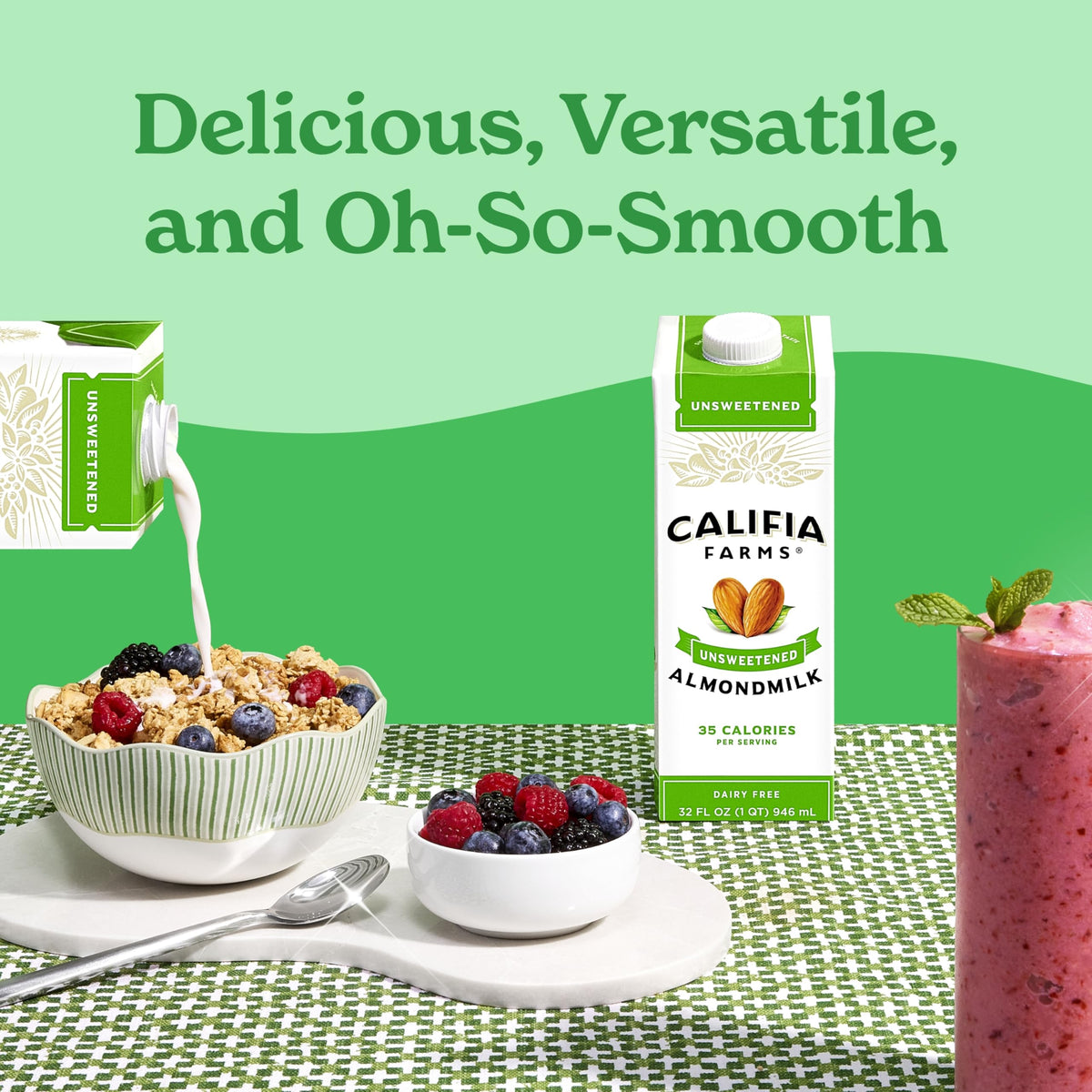 Califia Farms Unsweetened Almond Milk in coffee for a smooth, sugar-free boost.