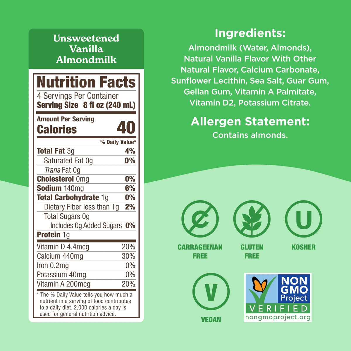 Califia Farms Unsweetened Vanilla Almond Milk blended into a smoothie for creaminess