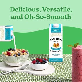 Califia Farms Unsweetened Vanilla Almond Milk stock up packaging, shelf-stable