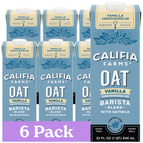 Califia Farms Vanilla Oat Barista Blend bottle for café-style vanilla lattes.