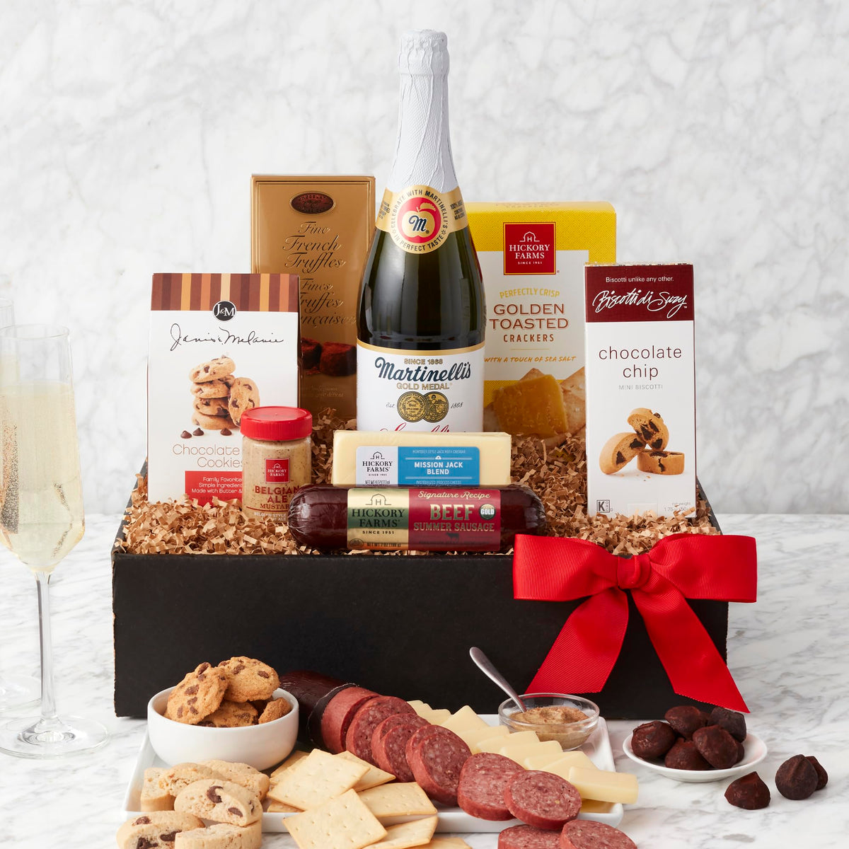 California Delicious Golden State gift basket with meat, cheese crackers for entertaining