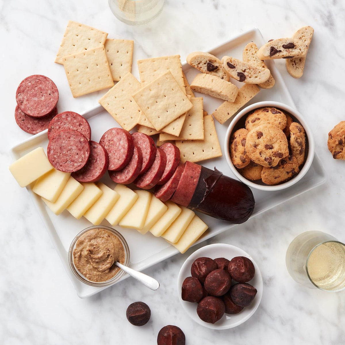 California Delicious meat and cheese snacks ready for a charcuterie spread