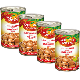 California Garden Bajela large fava beans can front, premium ready-to-eat staple.