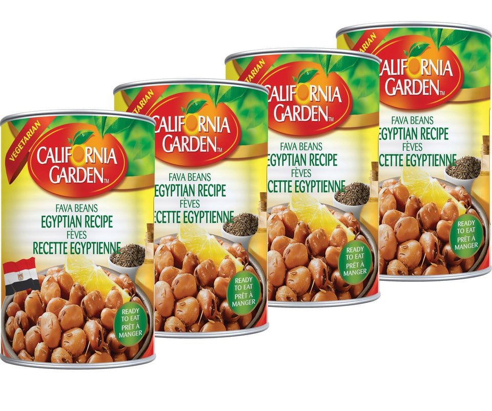 California Garden Egyptian Fava Beans 16 oz 4-pack can, ready to enjoy as a quick vegetarian meal.