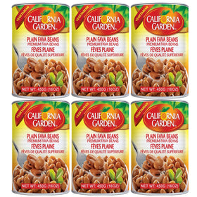 California Garden premium fava beans in 6-pack 450g, ready-to-use pantry staple.
