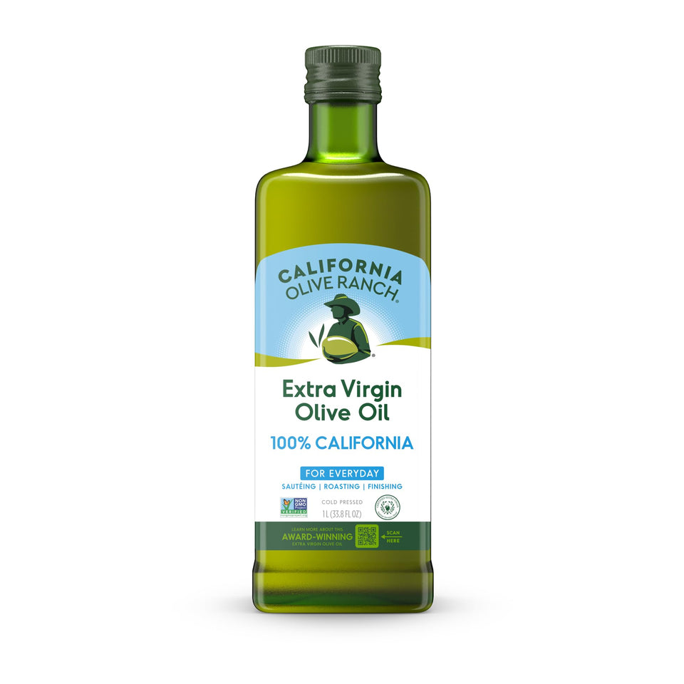 California Olive Ranch California Collection olive oil bottle with label, ideal for everyday cooking versatility.