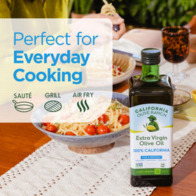 California Olive Ranch EVOO label with QR code reveals harvest year and quality data.