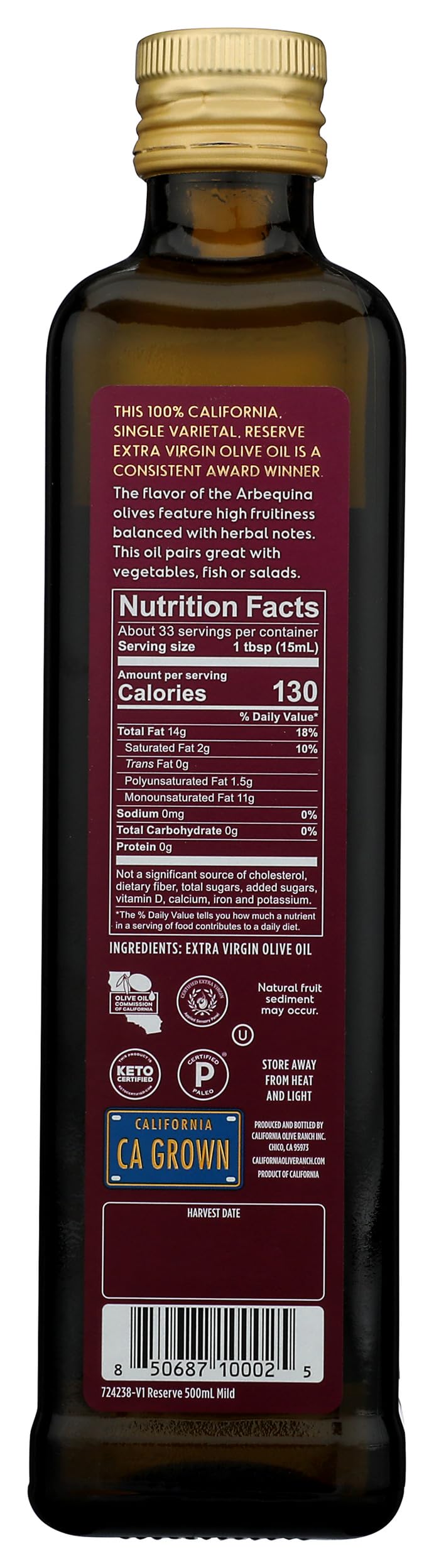 California Olive Ranch California Reserve Arbequina bottle-pour drizzles greens and pestos