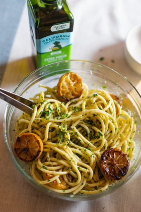 California Olive Ranch Global Blend Mild EVOO dark bottle protecting freshness.