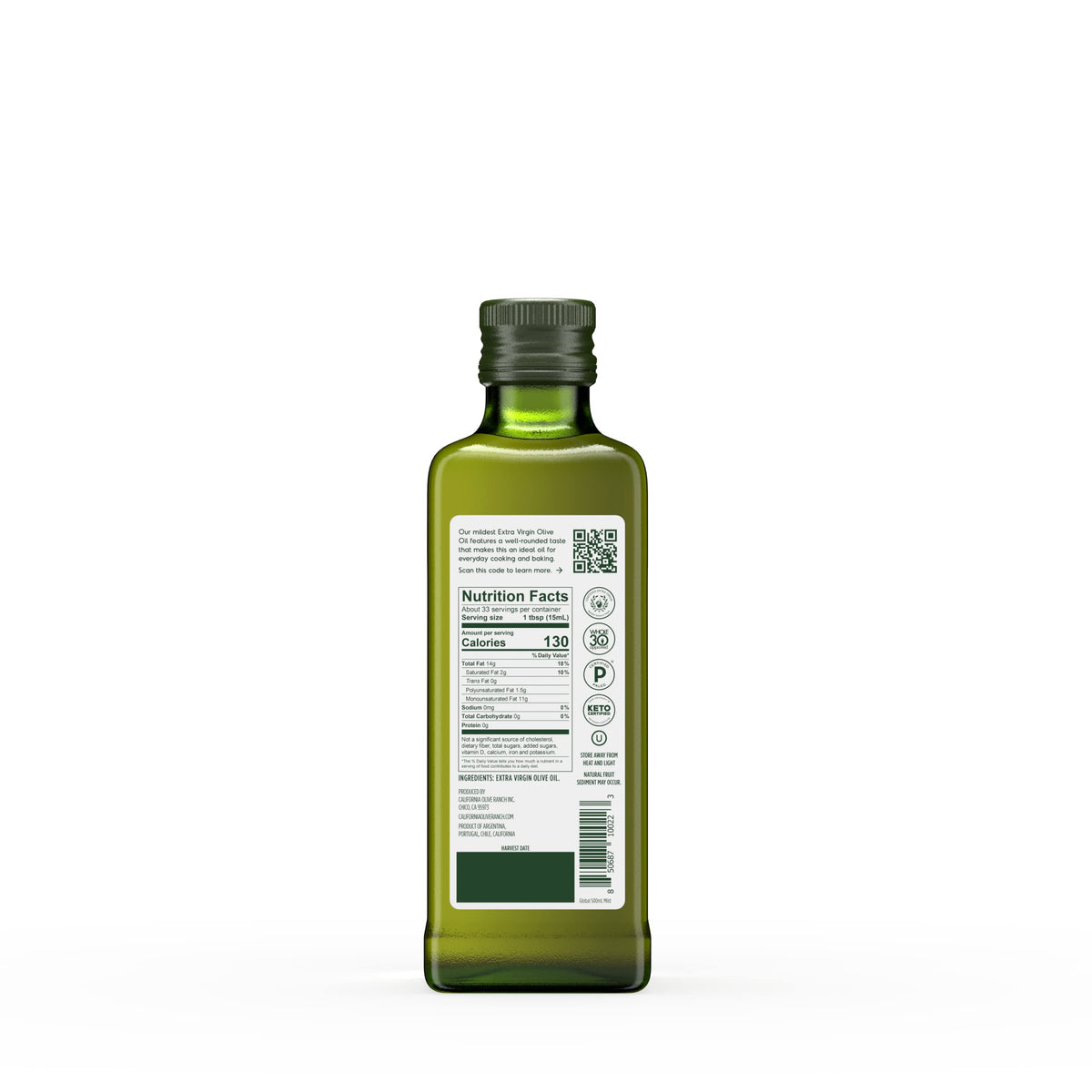 California Olive Ranch Global Blend Mild EVOO pour showing smooth flavor for sautéing.