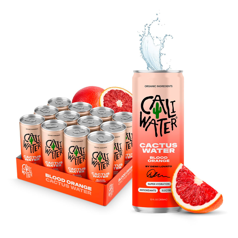 CALIWATER blood orange bottle highlights crisp flavor and hydration for daily refreshment.