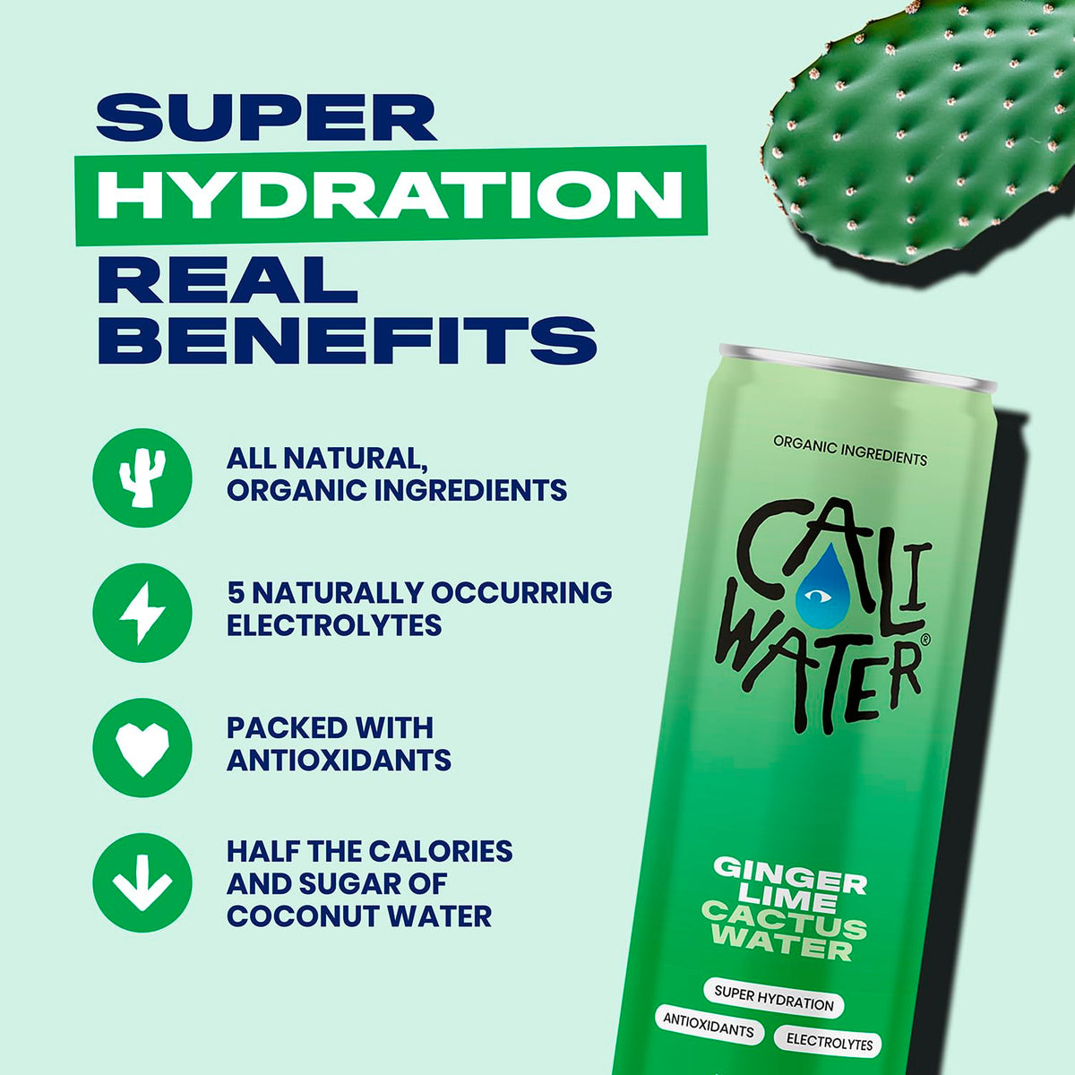 CALIWATER ginger lime pour captured for on-the-go hydration