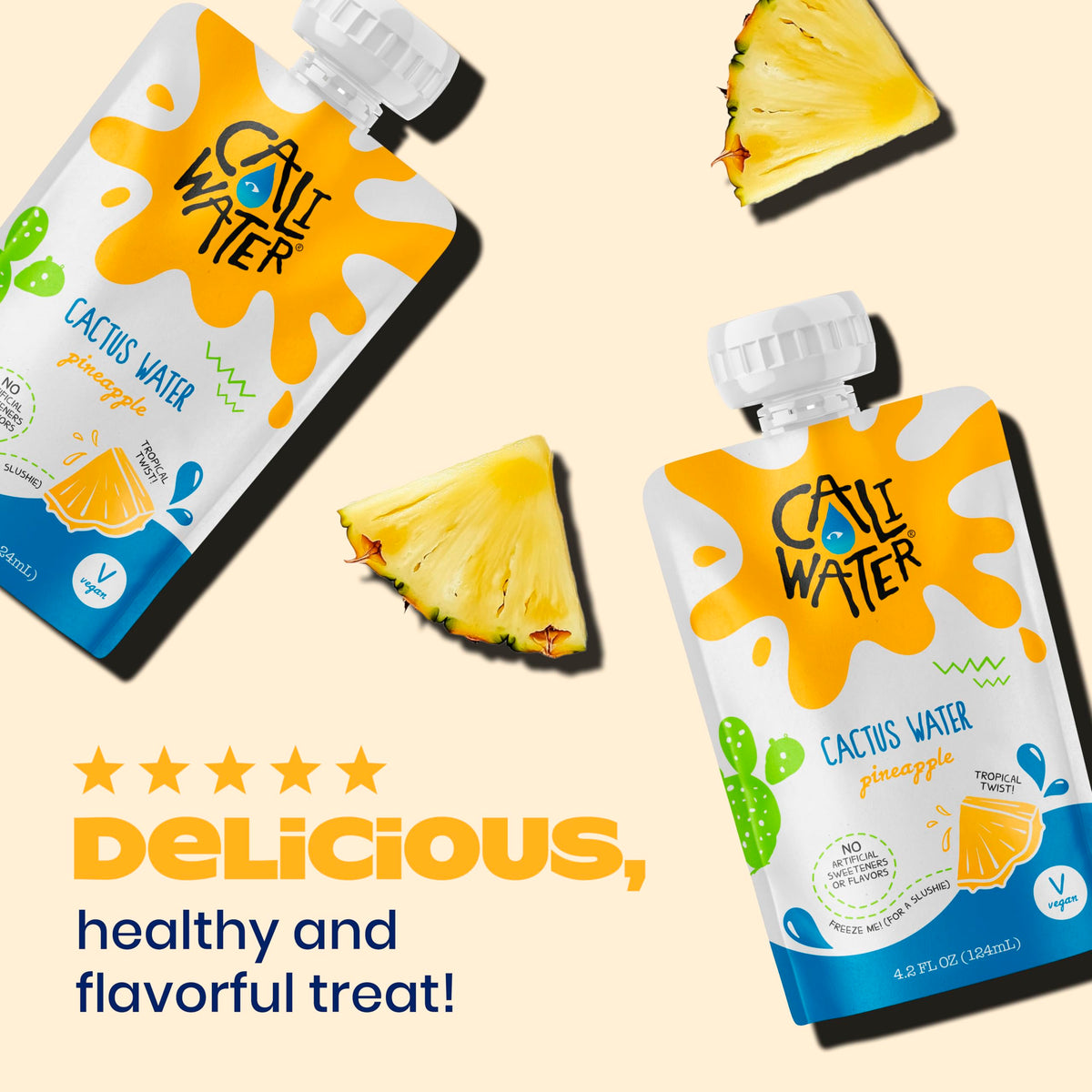 CALIWATER spill-proof pouch close-up emphasizes portable kids hydration