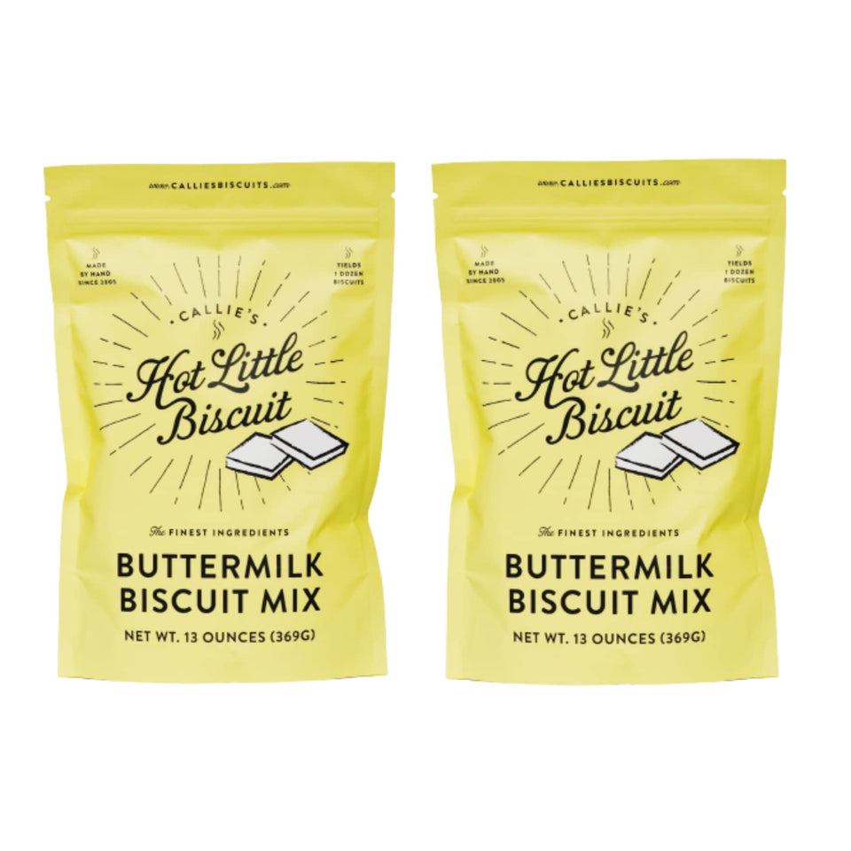 Callie's hot little biscuits mix two bags packaging shown for home bakers