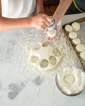 Closeup of Callie's biscuit mix two-bag packaging for easy purchase