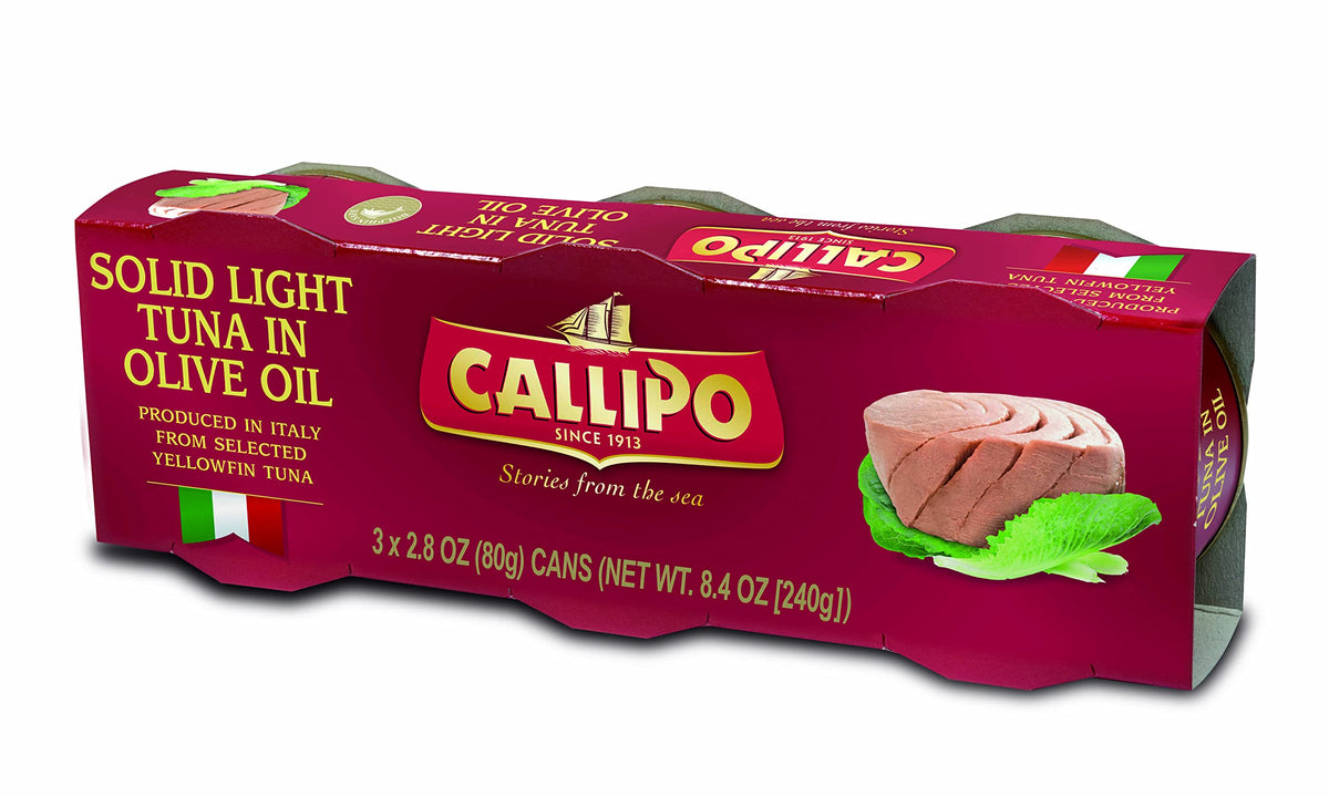 Callipo tuna in olive oil 2.8 oz can front view for quick pantry meals