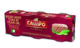 Callipo tuna in olive oil 2.8 oz can front view for quick pantry meals