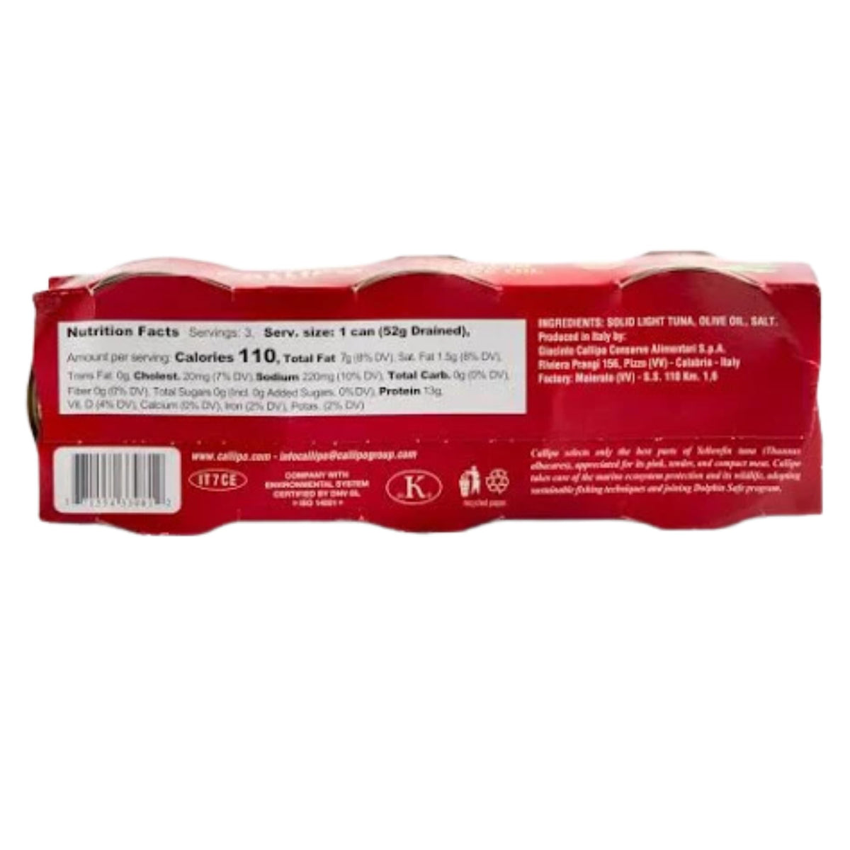 Callipo open can with tuna pieces in olive oil ready for salad or pasta