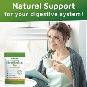 Steeping Calming Blends Diverticulitis Tea for 5-7 minutes yields balanced flavor.