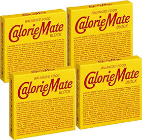 Calorie Mate balanced food chocolate 4-pack packaging shown for on-the-go convenience.