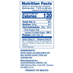 CALPICO concentrate label closeup highlights absence of artificial colors or preservatives.