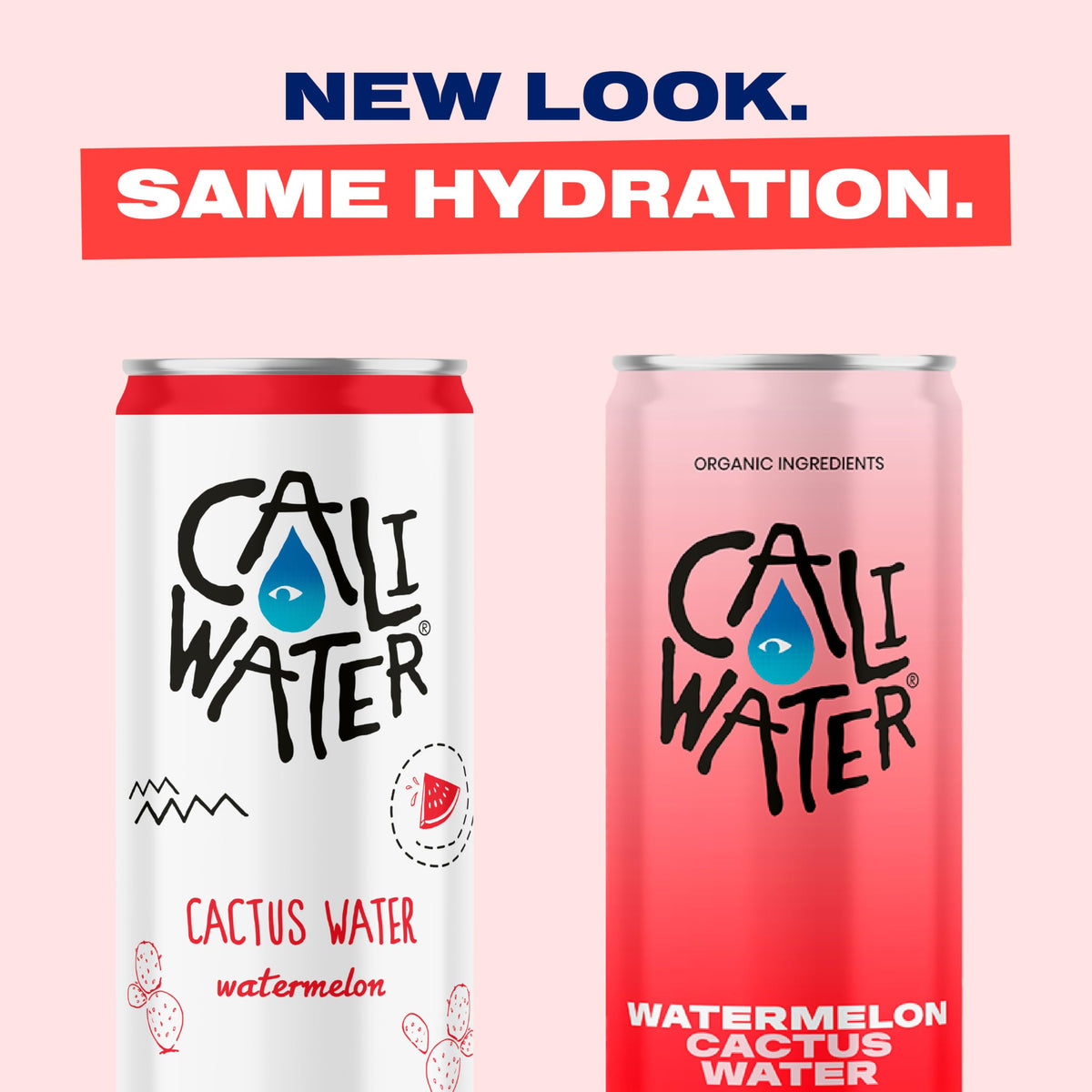 CALIWATER Organic ingredients graphic highlighting vegan non GMO hydration option.