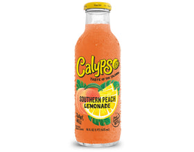 Calypso Southern Peach Lemonade bottle front display highlighting bold fruity refreshment.