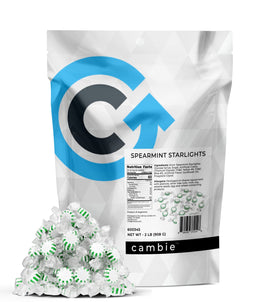 Cambie Arcor Spearmint Starlights hard candy wraps highlight hygienic, mess-free mint moments.