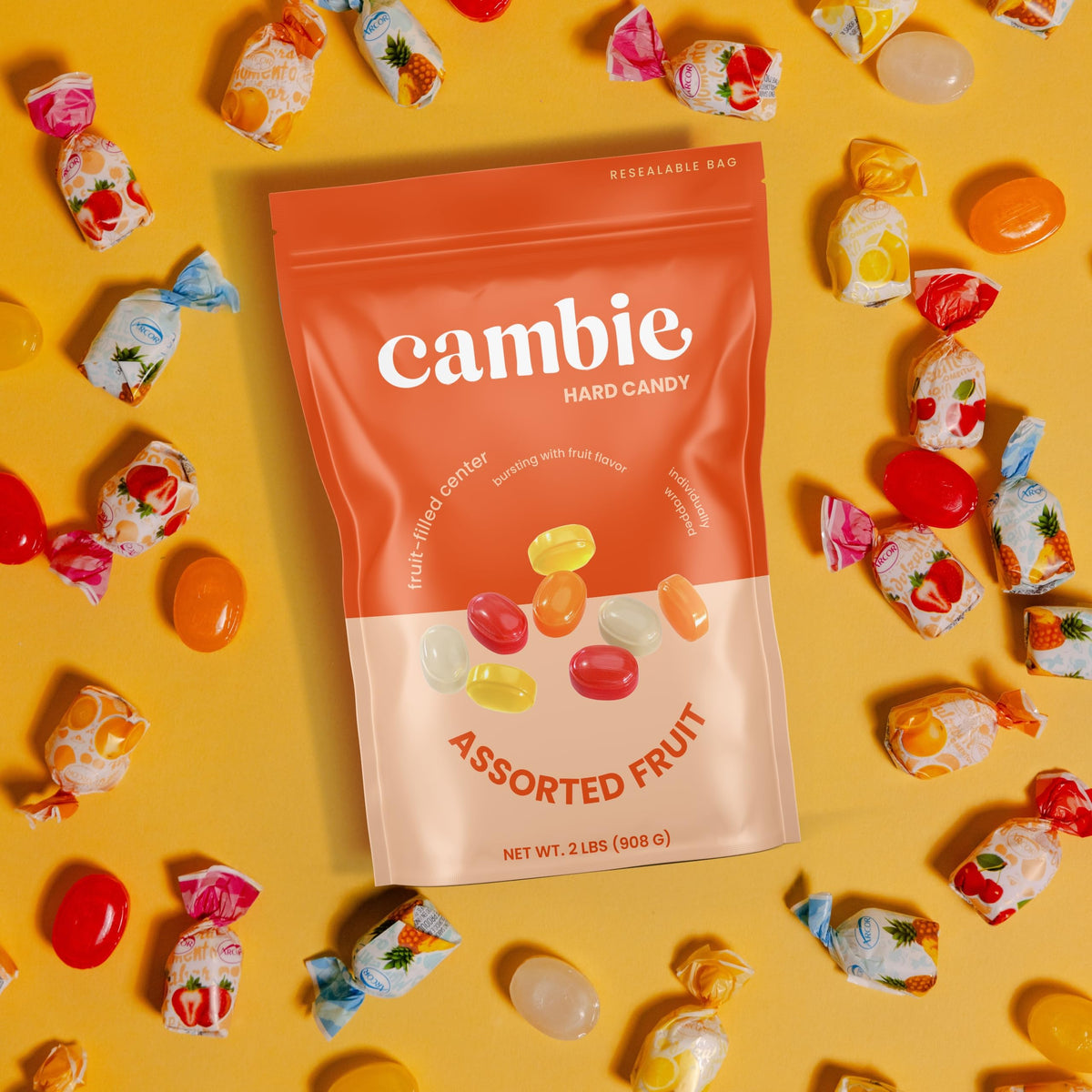 Cambie bulk hard candy resealable pouch ready for office desk and parties