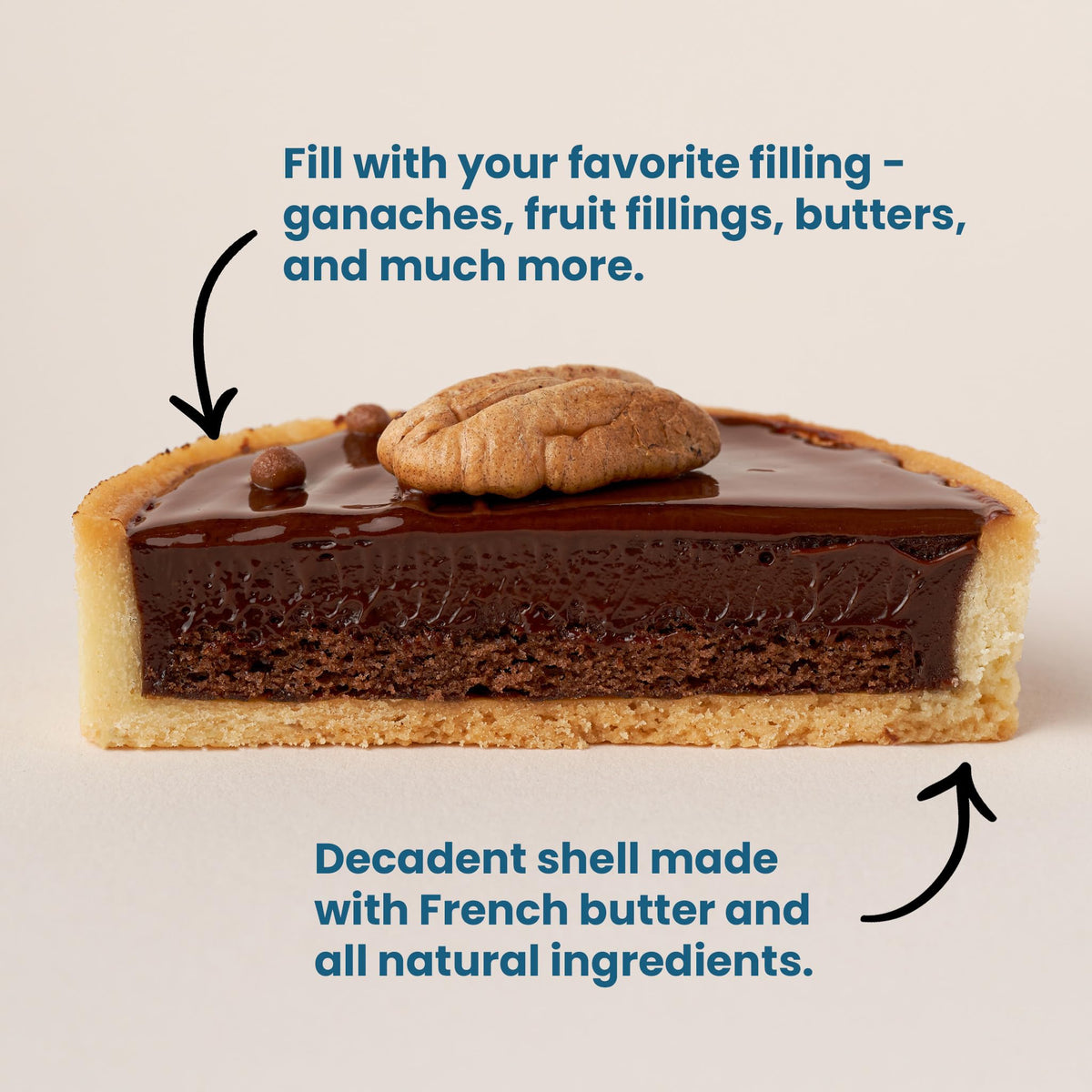 Cambie France-style tart shells displayed for elegant patisserie-style presentations.