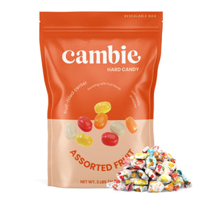 Cambie fruit-filled hard candy center reveal closeup showcasing a chewy center
