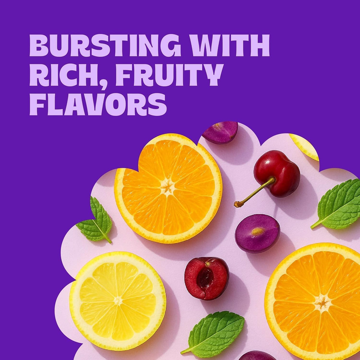Cambie grape fruit slices candy closeup deep purple bite
