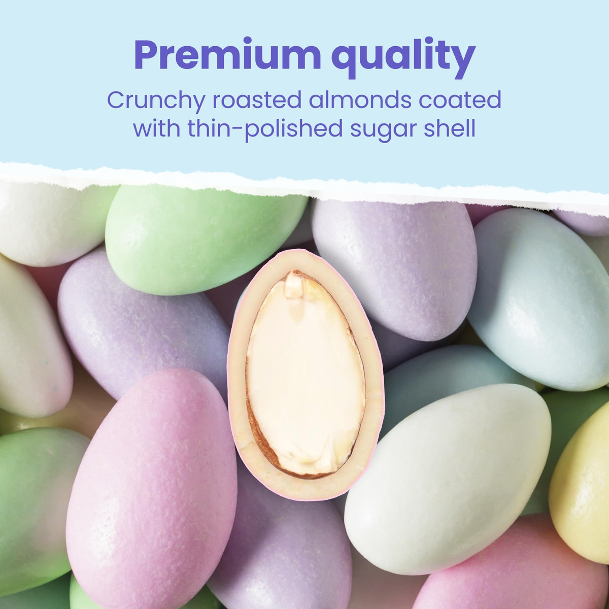 Cambie Jordan almonds wedding favors setup with pastel colors