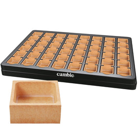Cambie mini square vanilla tart shells 33mm on a tray, perfect for effortless fillings.