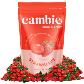 Cambie strawberry hard candy wrapped piece ideal for on-the-go treats.