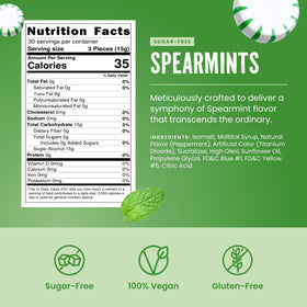 Cambie sugar-free hard candy spearmint 1lb bag displayed on a kitchen counter.