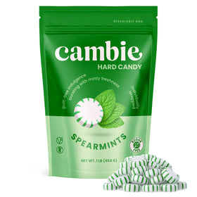 Cambie sugar-free hard candy spearmint individually wrapped pieces for easy portion control.