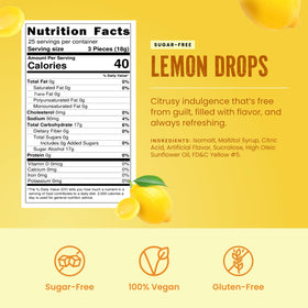 Cambie sugar-free lemon drops packaging emphasizes convenience and freshness.