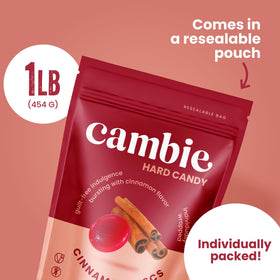Cambie sugar free cinnamon hard candy bag, bulk option for events or offices.