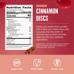 Cambie sugar free cinnamon hard candy in hand, convenient individually wrapped piece for on-the-go.