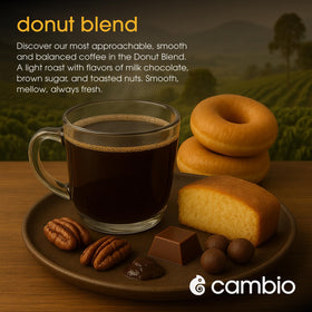 Cambio Roasters aluminum recyclable pod closeup emphasizes BPA-free lining freshness.