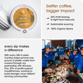 Cambio Roasters Hazelnut Light Roast organic beans photo reinforces sustainable sourcing