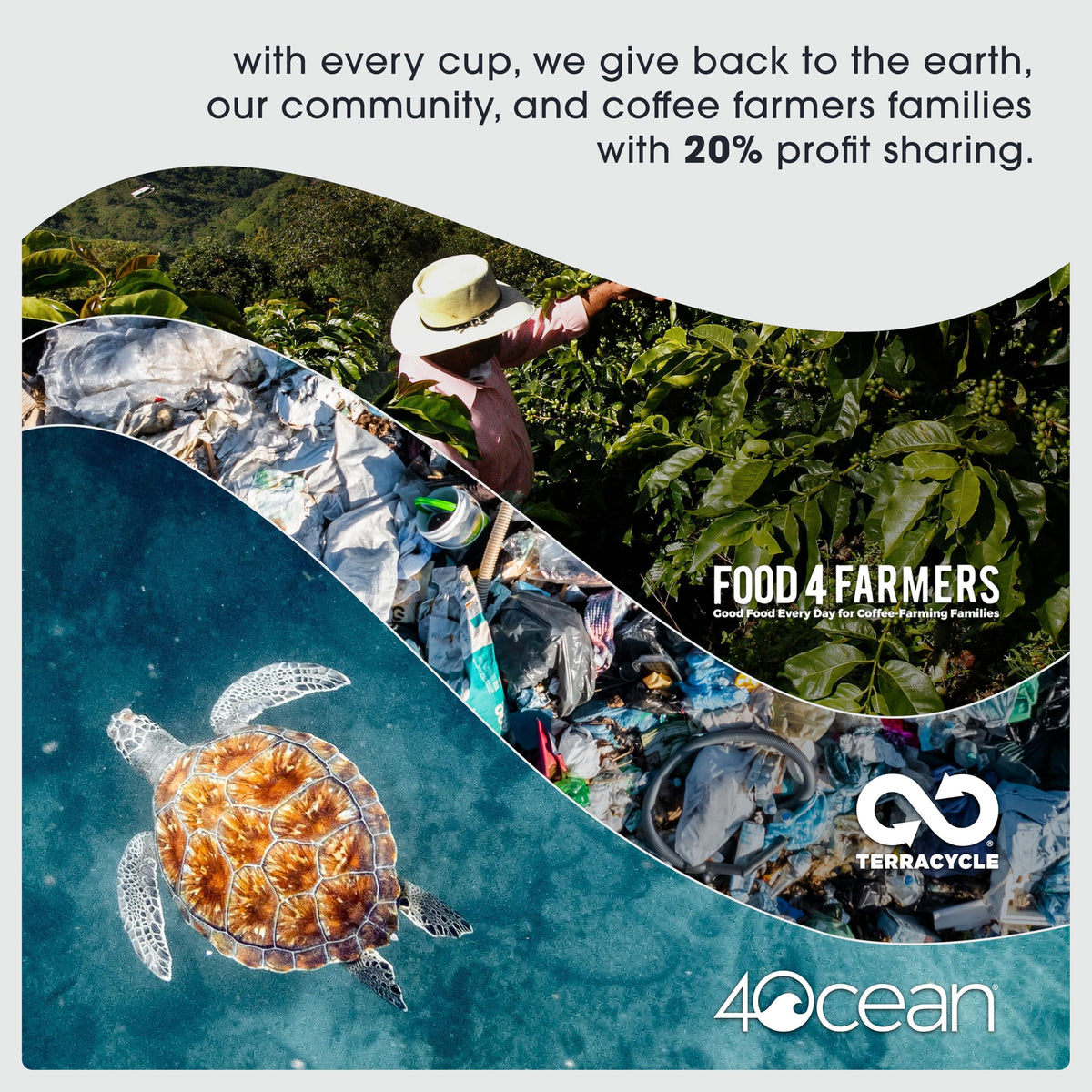 Cambio Roasters sustainability graphic emphasizes ethical sourcing and farmer support